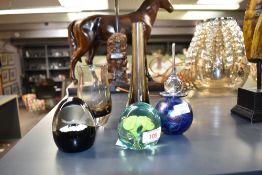 A selection of Caithness glass, sold together with two scandinavian style smoke glass vases, tallest