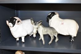 Two David Sharp Bayer porcelain ram studies with appropriate markings to underside, sold together