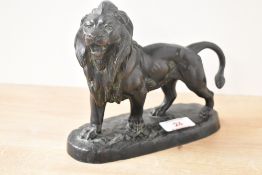 After Clovis Masson - An early 20th century French spelter study of a lion, finely chiselled details