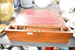 A Victorian brass bound mahogany writing slope with fitted interior and glass ink well. Condition: