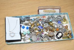A collection of costume jewellery, including cufflinks, earrings, necklaces and paste set