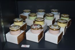 A selection of late 20th century 'The Shakespeare Garden' enamel trinket boxes, 5cm, coloured in a
