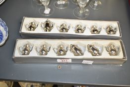 Two packs of miniature white metal tea pots, h4cm.