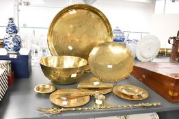 A selection of early 20th century brass wares, beautifully hand engraved depicting Chinese