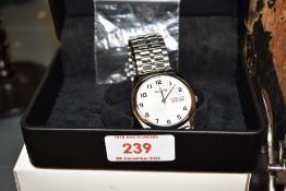 A stainless steel Accurist wristwatch, the white dial having Arabic numerals with day and date