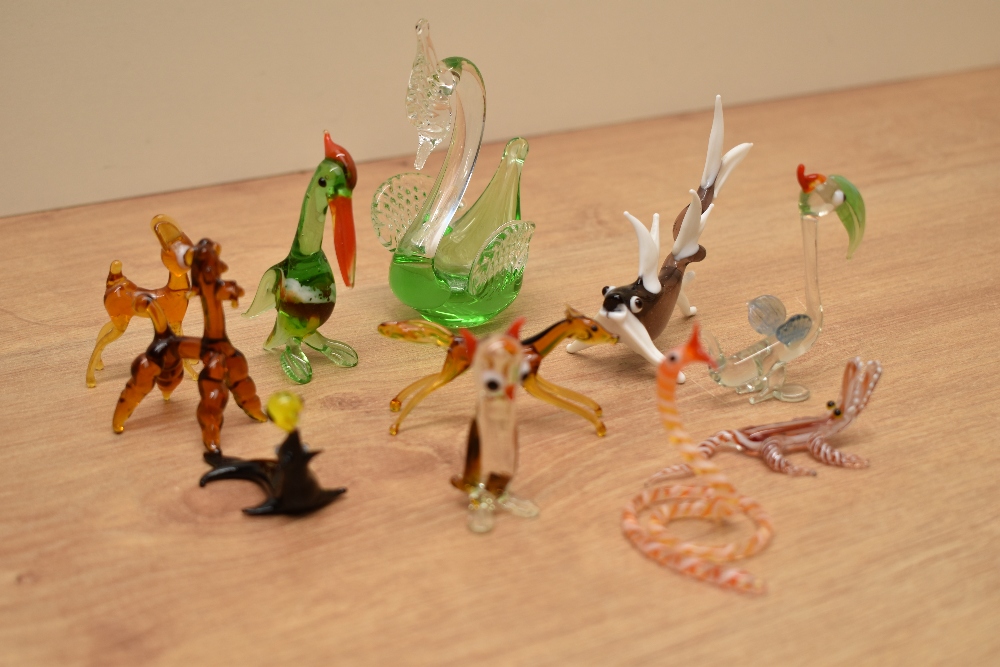 A collection of eleven mid-century hand blown glass animals to include snake, crocodile, horse, - Image 2 of 3
