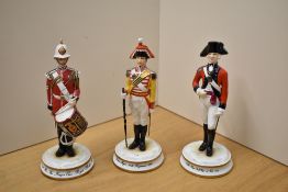 Three Michael J Sutty limited edition military figurines to include; Drummer 1st Bn. The King's