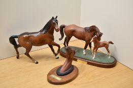A Royal Doulton bone china spirit of freedom horse study sold together with 'First Born' and a '