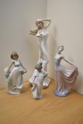 A group of three Lladro and Nao by Lladro porcelain figures comprising 'Dancer' number 5050, 'How