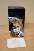 A Royal Crown Derby paperweight Leaping Salmon, having Imari style decoartion available