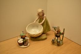 Royal Dux figurine of a young girl with basket, triangular tab to base number 2251 sold together