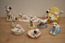 Nine Royal Doulton Disney's 101 Dalmatians comprising characters 'Perdita' DM 7, 'Patch in Basket'