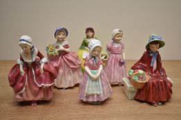 A group of five Royal Doulton figurines comprising 'Tinkle Bell' HN 1677, 'Cissie' HN 1809, '