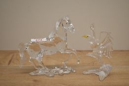 Two Swarvoski Crystal figurines comprising Stallion and Bald Eagle, complete with boxes and