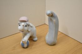 A Lladro 'Kneeling Madonna' number 4534 sold alongside a Casades circus elephant.