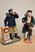 Two Royal Doulton bone china figures 'All Aboard' HN 2940 and 'Long John Silver' HN 2240.