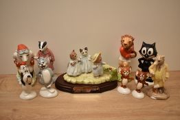 Ten John Beswick pottery figures and figure groups comprising 'Sloping off, 'Mittens', 'Tom Kitten