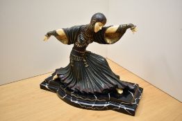 After Demetre Chiparus (1886-1947) composition figure of an Eqyptian Courtesan, on a marble plinth