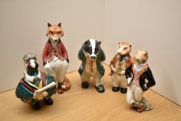 Five Cinque Ports pottery animal studies comprising 'Sir Freddy Fox', 'Lord William Badger' etc.