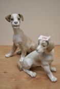 A Lladro porcelain sitting dog study number 4583 sold with a Nao porcelain dog study number 132.