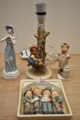 A Goebel porcelain figural table lamp number 229 sold together with 'Huldah Spring Lady' number 740,