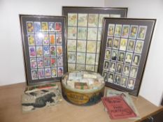 CIGARETTE AND SOME TRADE CARD COLLECTION IN TIN, ALBUMS AND FRAMED SETS Boy Blue tin full of sets,