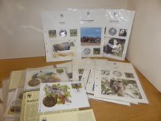 WWF COLLECTION OF 22 NUMISMATIC COIN COVERS INC 8 SILVER ONES (160gms in weight) Large sleeve with