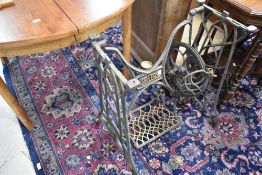 A treadle sewing machine base