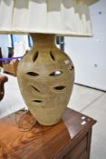 A large studio pottery table or floor lamp, width two optional shades, height to fitting 60cm