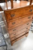 A mid 20th Century walnut narrow bedroom chest of six drawers, approx. Dimensions W59 H104 D40cm