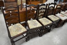A set of four Jaycee ladderback chairs
