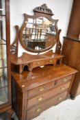 A Victorian mahogany dressing table, width approx. 105cm