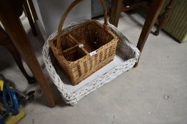 Two baskets, one possibly being a dog bed