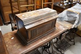 Two vintage treadle sewing machines