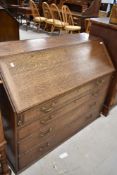 A 19th Century Georgian oak bureau, width approx. 121cm