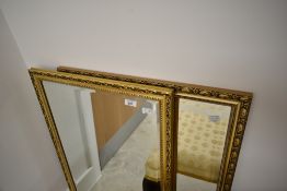 Two modern gilt frame wall mirrors