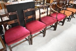 A set of six (four plus two) 19th Century Regency mahogany style railback dining chairs with later