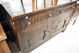 A Priory style sideboard or dresser base, width approx. 136cm