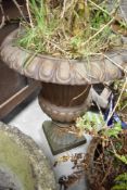 A cast iron campagna style garden urn, height approx. 70cm