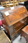 An early 20th Century mahogany bureau, width approx. 76cm