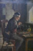 Alexander Austen (1859-1924, British), oil on canvas, A clock maker seated at his desk, signed to