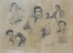 Colin Bithell (20th Century) a signed monochrome screen print depicting the opera star Mario