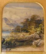 *local interest, William Hull (British 1820-1880) watercolour, Grasmere, a view with corralled