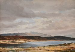 David W Jackson (British 20th century) 1970's oil on board 'Rois Bheinn' stark Scottish landscape,