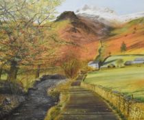 Ray Herd (British 20th century) oil on canvas, autumnal lakeland scene with farmstead, signed