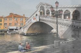 Philip L Hobbs (British b.1953) watercolour 'Lunch by The Rialto' Venitian scene, signed lower