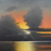 Lawrence Coulson (British b.1962) oil on board 'I've Been Here Before' a vibrant coastal sunset
