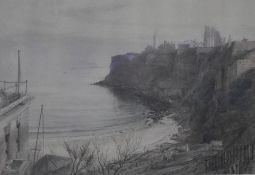 After William Bell Scott (1811-1890, British), coloured print, 'King Edward's Bay, Tynemouth',
