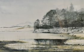 After Philip Alder (Local contemporary) a limited edition print, Blea Tarn in Winter, signed and
