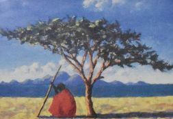 After Tilly Willis (20th Century), coloured print, 'Acacia Tree', signed to the mount, framed,